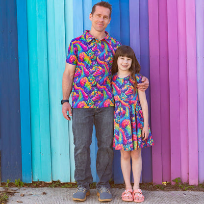 Adult Rainbow Scales Dragons Short Sleeve Polo Shirt