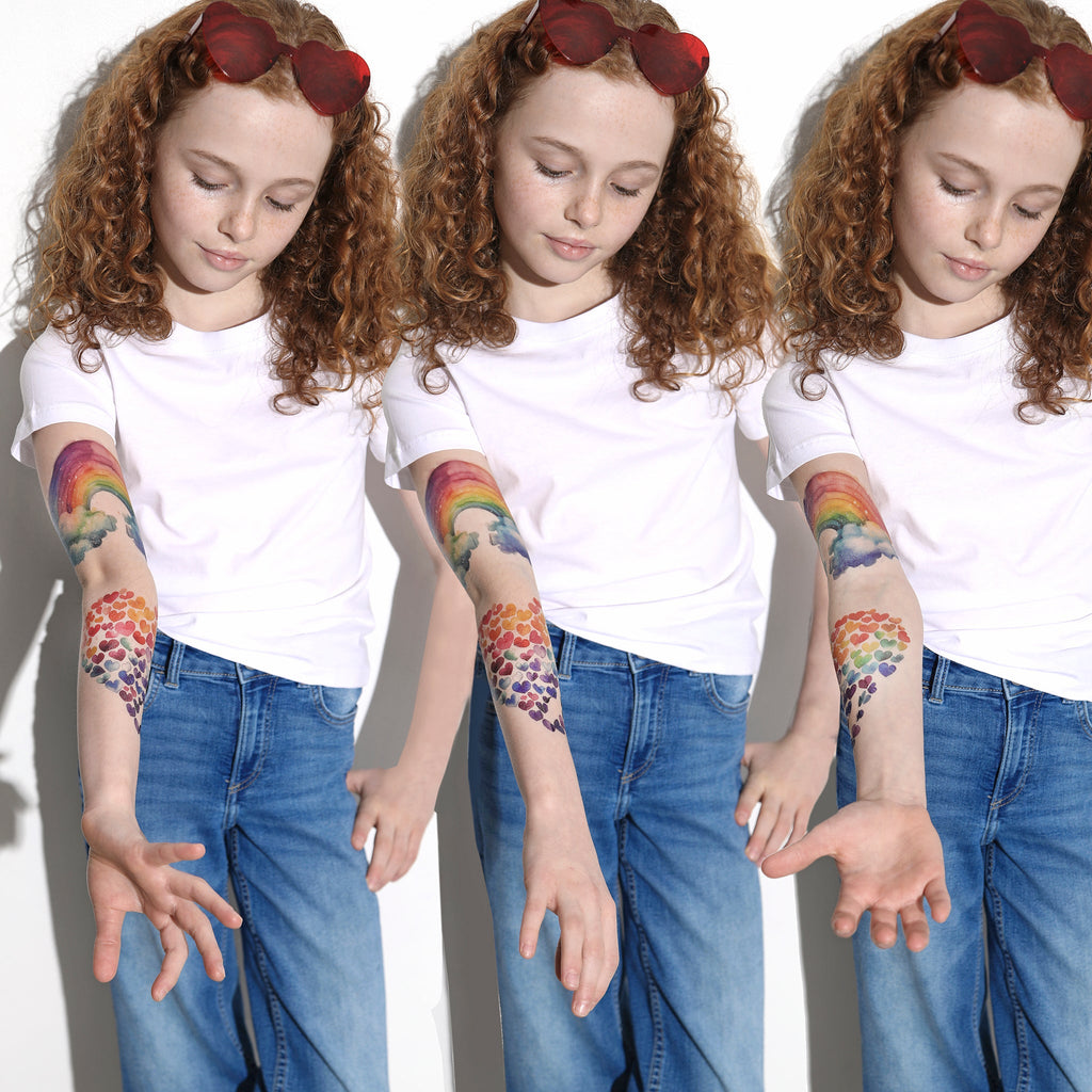 Rainbow Crush Full Sleeve Tattoo - Temporary Kids Tattoo Sleeve