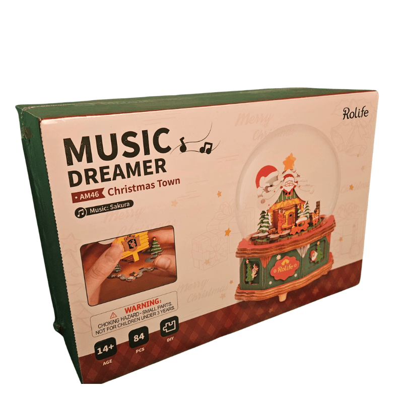Rolife DIY Snow Globe Music Dreamer Christmas Town Edition with Santa Scene and Music Spheres