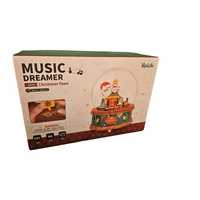 Rolife DIY Snow Globe Music Dreamer Christmas Town Edition with Santa Scene and Music Spheres