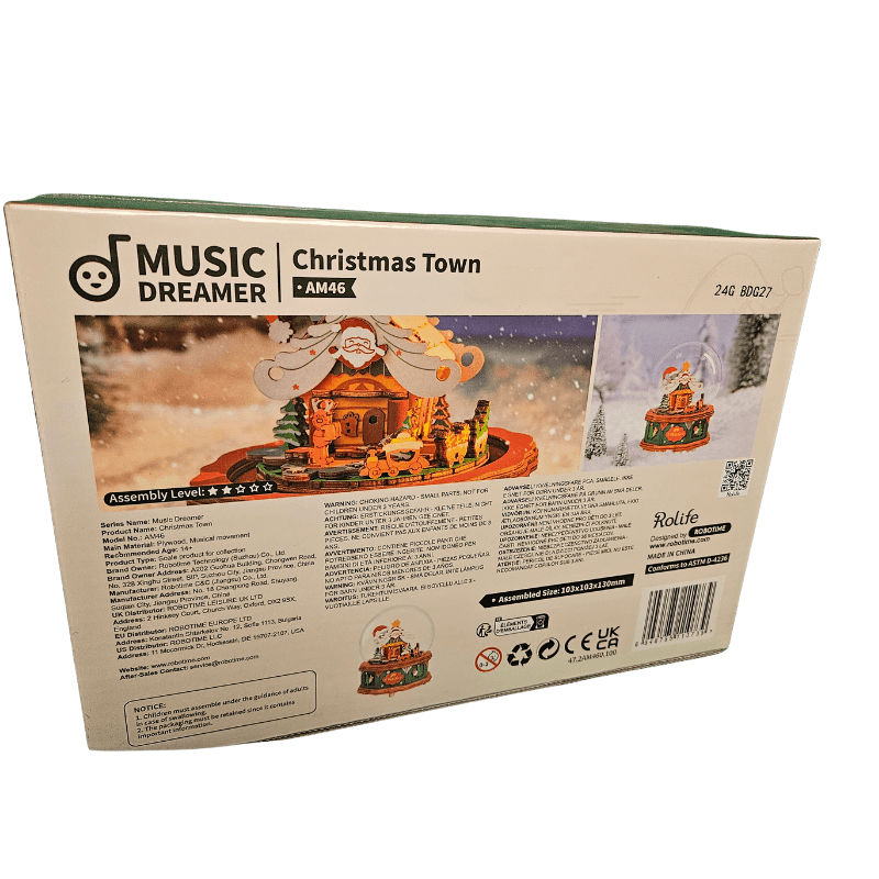 Rolife DIY Snow Globe Music Dreamer Christmas Town Edition with Santa Scene and Music Spheres
