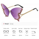 Women's Fashionable Butterfly Rhinestone Frameless Gradient Sunglasses | ZAKAPOP