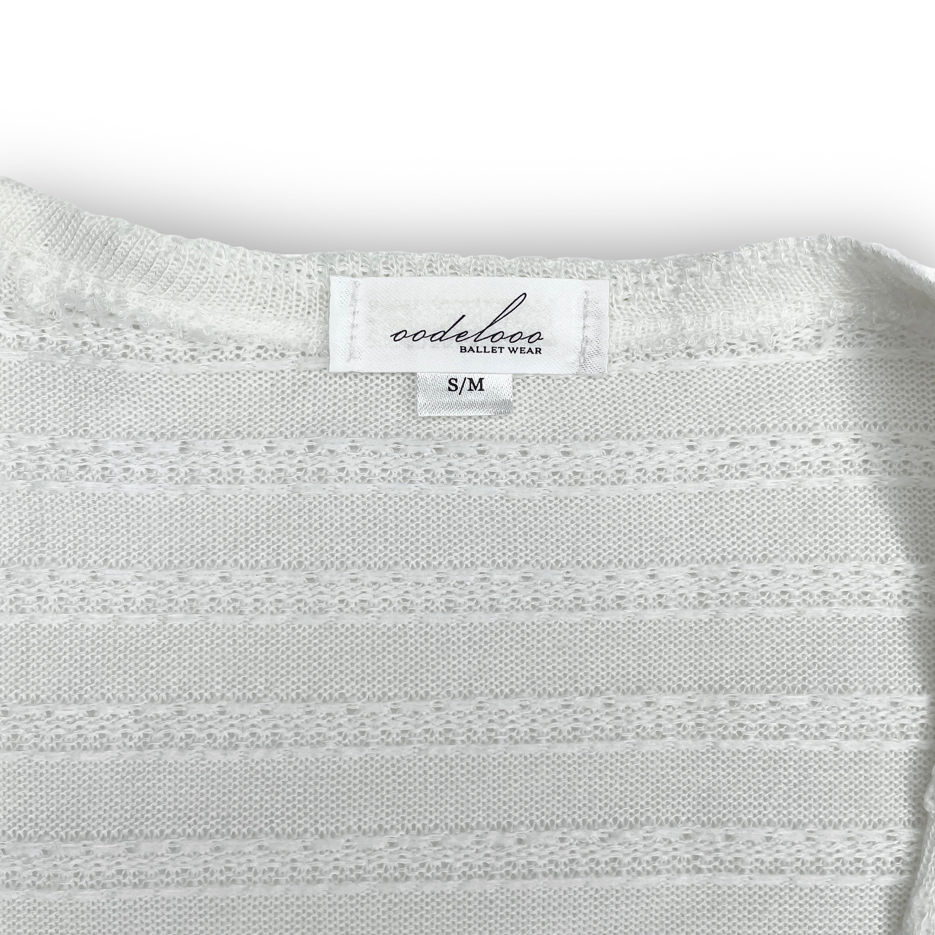 Cropped Sweater Knit Wrap Top Ballet Warm Up - White Intricate