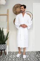 Waffle Spa Bathrobe for Men -  Absorbent, Lightweight