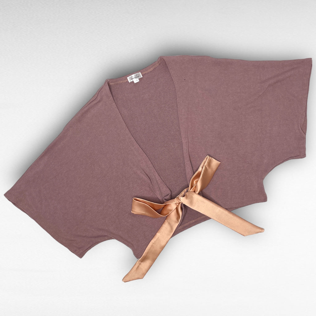Luxe Cropped Sweater Knit Wrap Top Ballet Warm Up - Sugar Plum