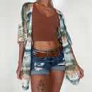 Sheer Tie Dye Mesh Kimono Cover Up