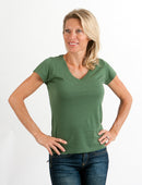 Women's Bamboo Viscose/Cotton V-Neck Cap Sleeve T-Shirt