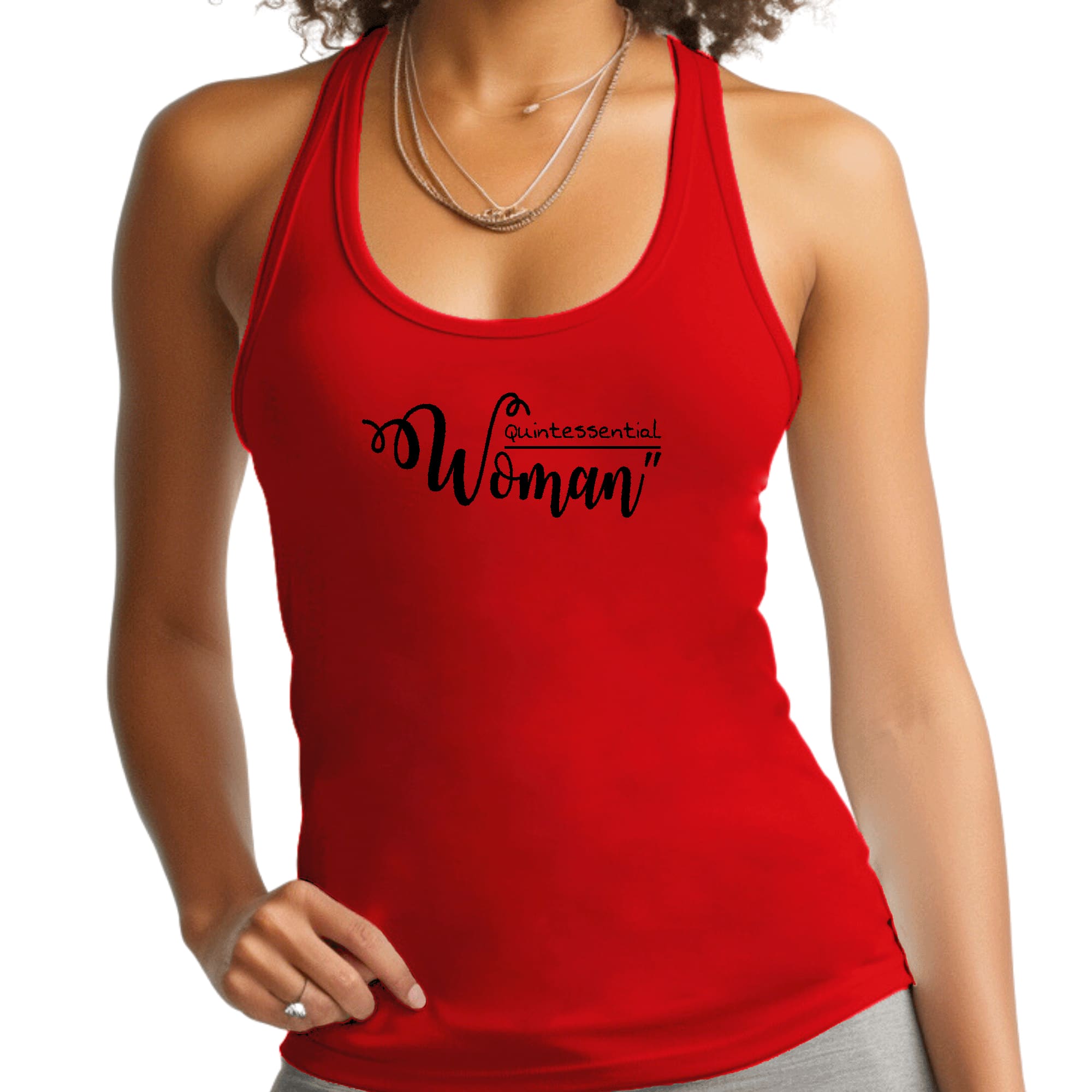 Womens Fitness Tank Top Graphic T-shirt - Quintessential Woman Black