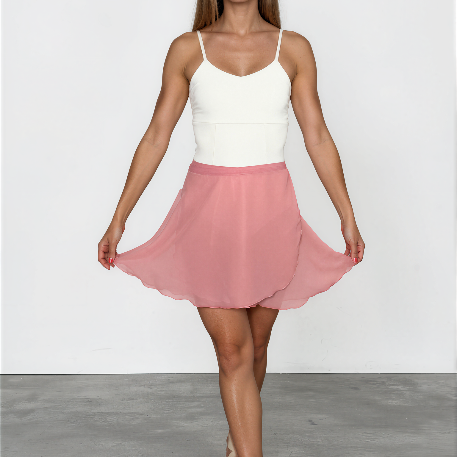 Chiffon Ballet Wrap Skirt - Womens Classical Dusty Rose Pink Skirt