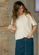 Short Sleeve Button-Front Cardigan