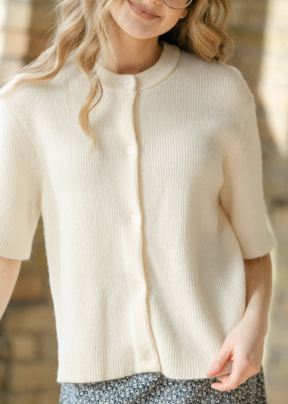 Short Sleeve Button-Front Cardigan