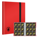 Trading Card Binder 9 Pocket, PU Cover Card Collection Binder for 360 Cards - RED