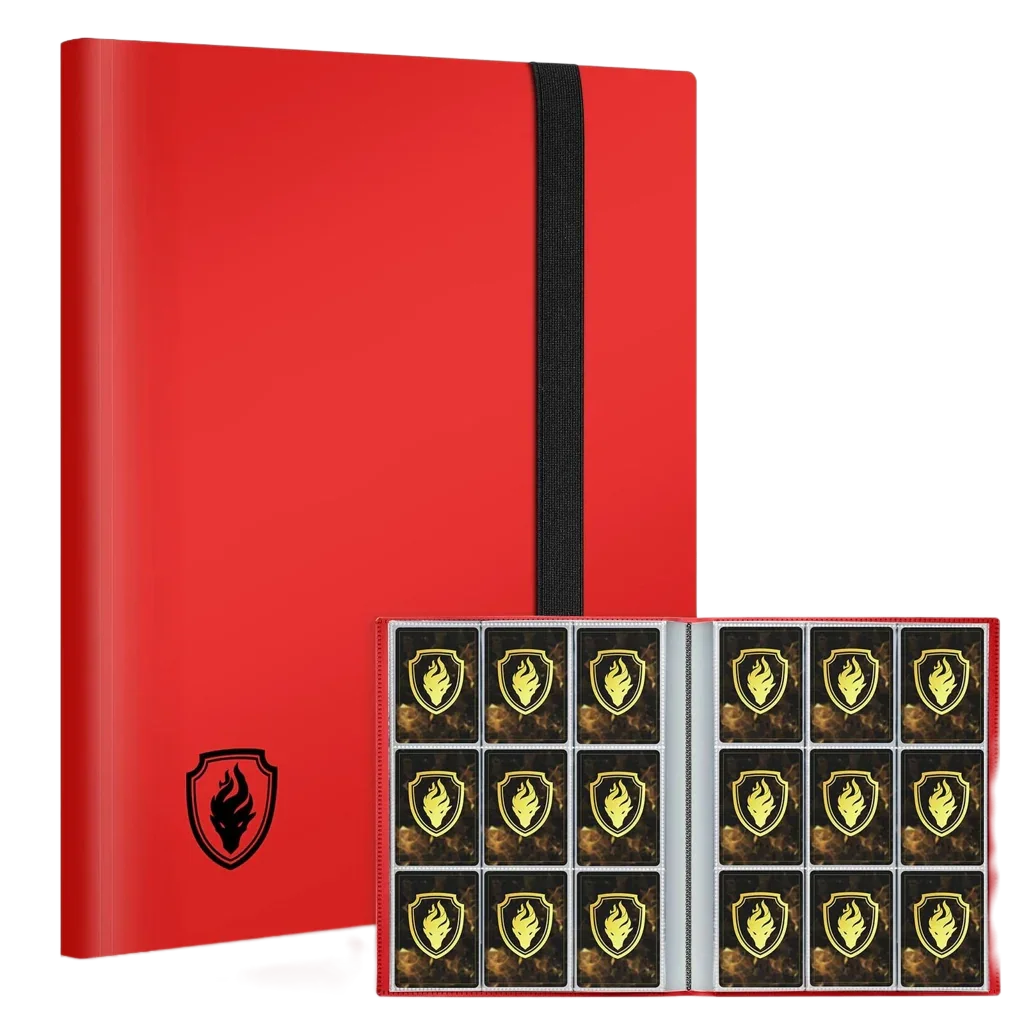 Trading Card Binder 9 Pocket, PU Cover Card Collection Binder for 360 Cards - RED